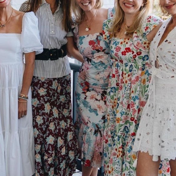 NWT Cara Cara Busy Puff-Sleeve Midi-Dress Japanese Floral blue - Picture 14 of 14